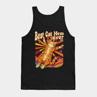 Best Cat Mom Ever 60s 70s Hippie Aesthetic Women Tank Top